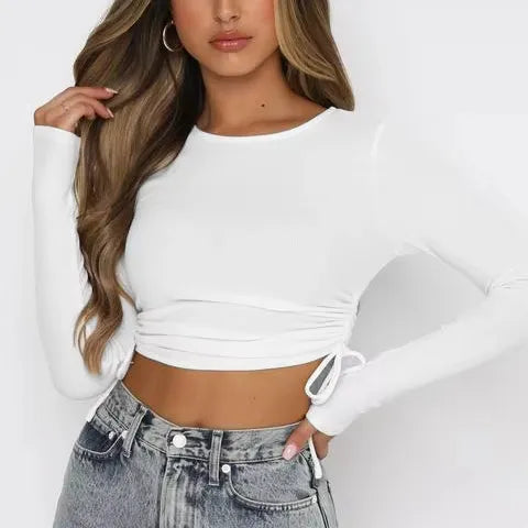 O Neck Crop Top Women Summer Casual T Shirt Basic Sexy Ribber Short Sleeve Tops